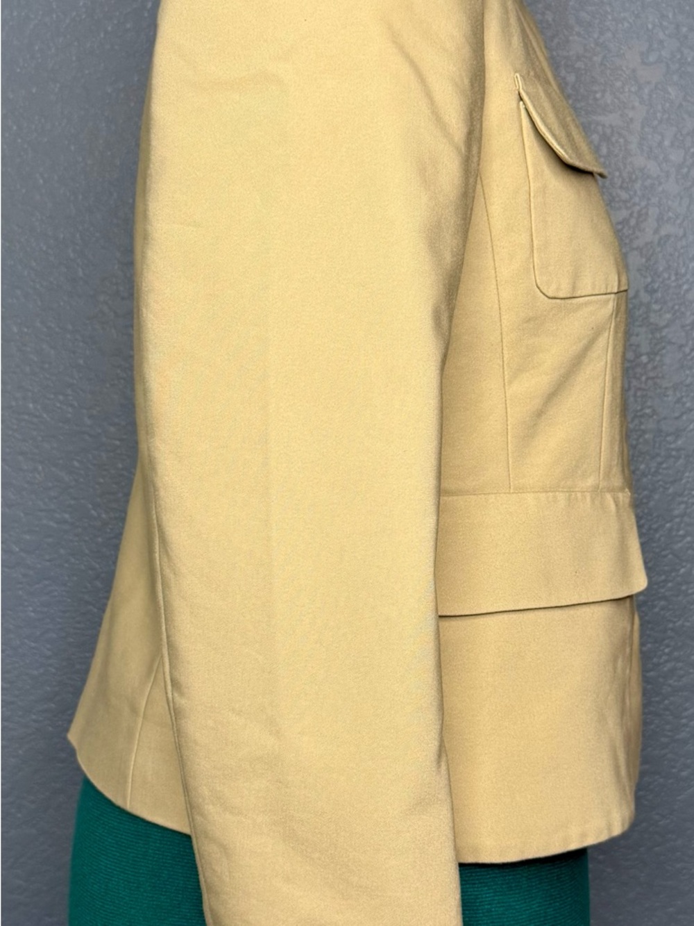 Ann Taylor Cream Utility Jacket Buckle Neck Size 12 Tailored Lightweight - Picture 11 of 16